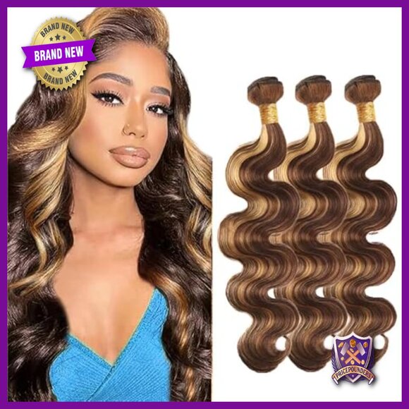 Brazilian Virgin Human Hair Extensions 3 Bundles Body Wave 30-34 Inch